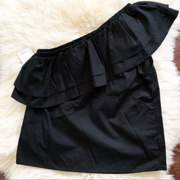 Halogen Black One Off Shoulder Ruffle Top Size S - Picture 8 of 8